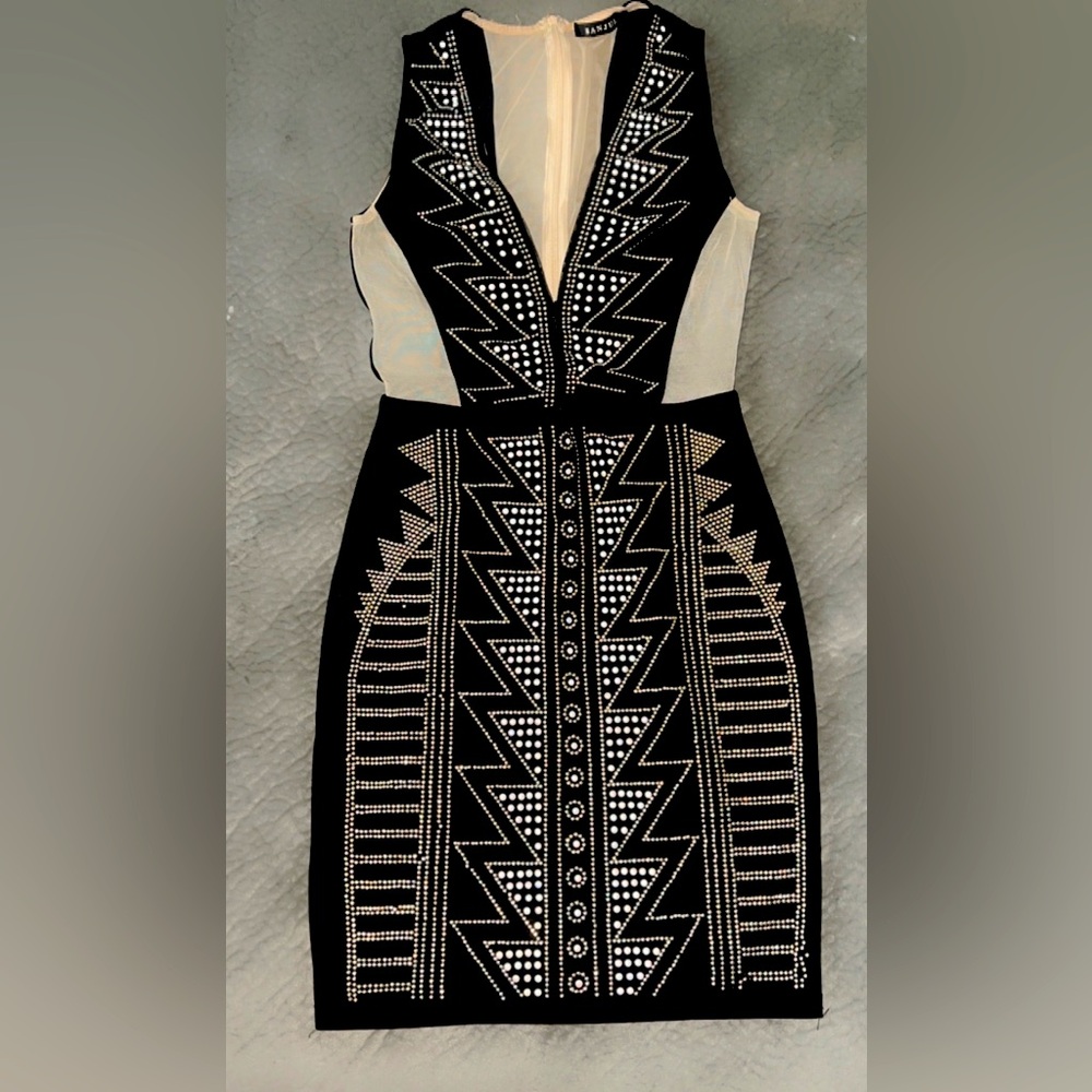 Women’s jeweled mini v-cut dress